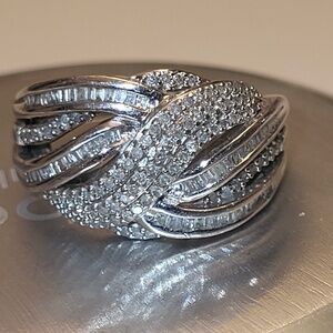 Macy’s Diamond Crisscross Ring (1/2 ct. t.w.) in Sterling Silver, Size 7